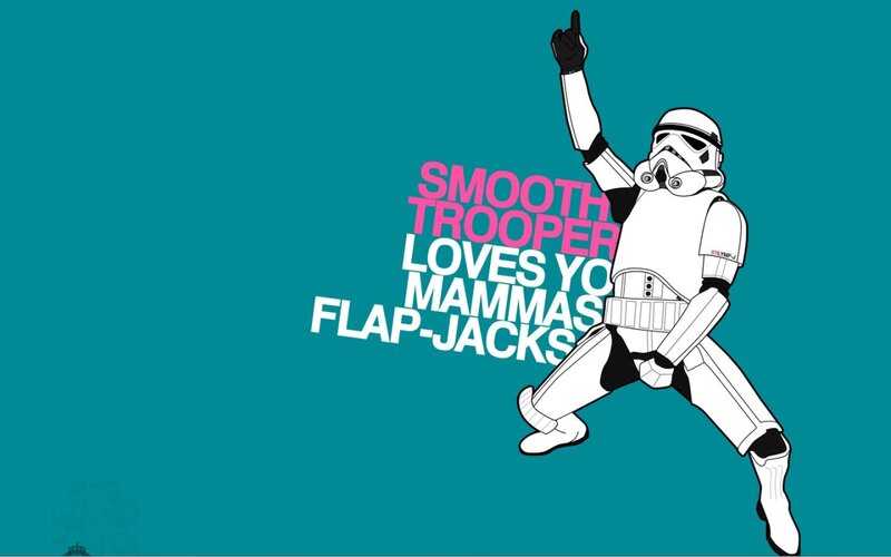 Stormtrooper Dancing — Teal, Playful, Illustration, Text, Hand Gesture