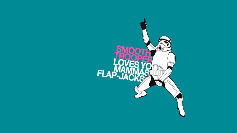 Stormtrooper Dancing — Teal, Playful, Illustration, Text