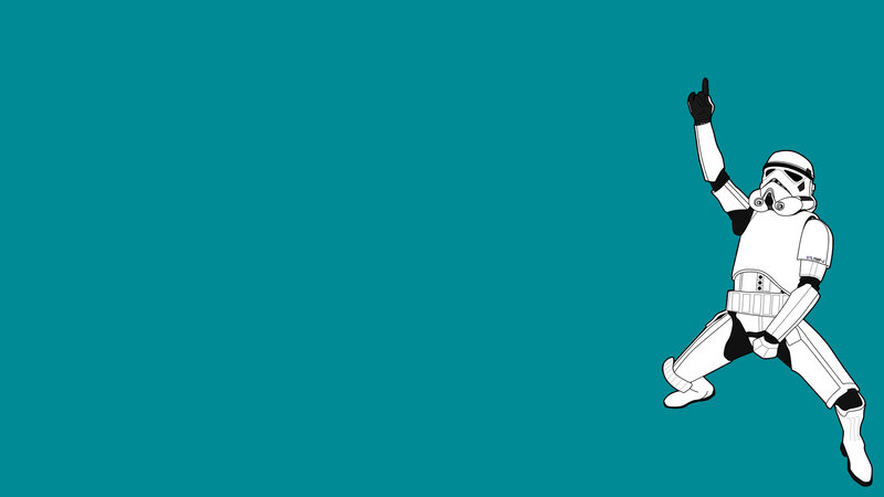 Stormtrooper Dancing — Teal, Playful, Vector Art