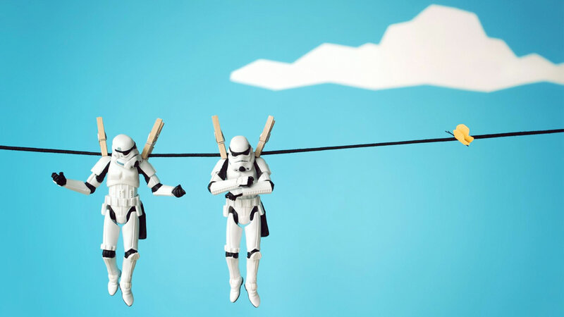 Stormtrooper Figures on Line — Blue, Playful