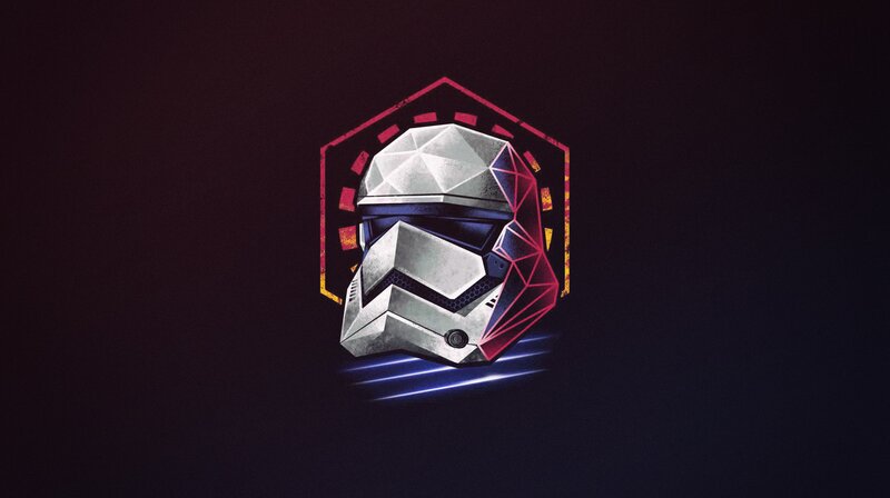Stormtrooper Helmet — Black, Dramatic, Night, Digital Art, Hexagon