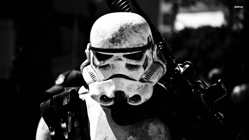 Stormtrooper Helmet — Black, Dramatic, Photograph
