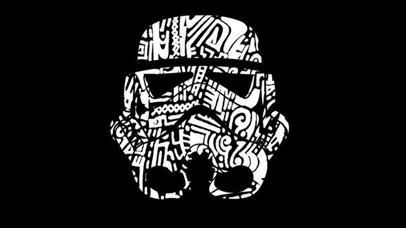 Stormtrooper Helmet — Black, Minimalist, Illustration