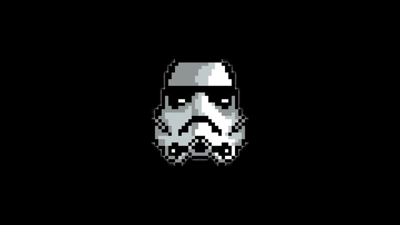 Stormtrooper Helmet — Black, Minimalist, Pixel Art