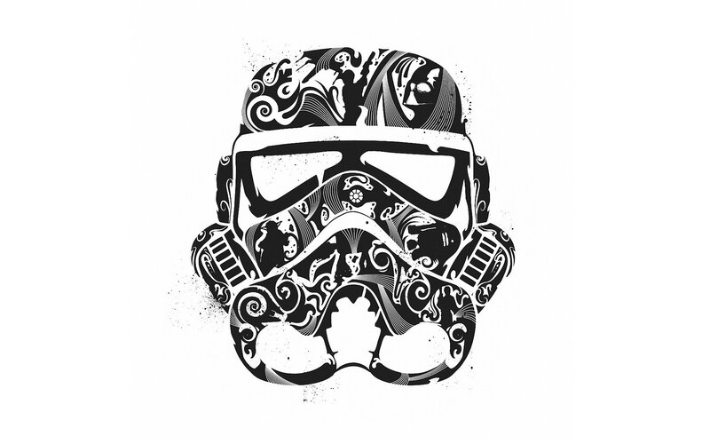 Stormtrooper Helmet — Black, Stylized, Illustration