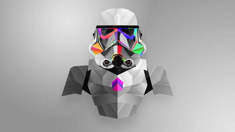 Stormtrooper Helmet — Gray, Minimalist, Digital Art