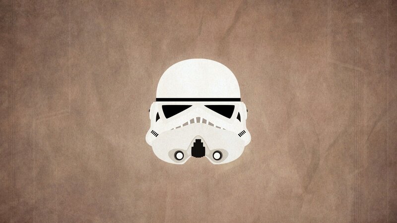 Stormtrooper helmet on brown paper