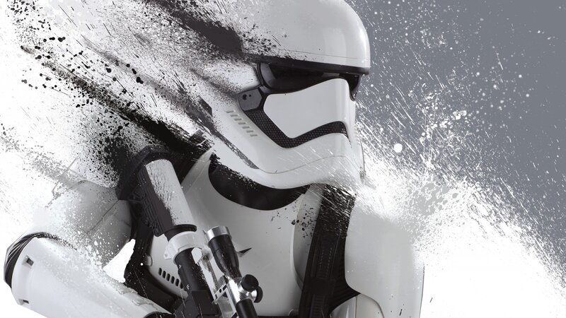 Stormtrooper Helmet — White, Dramatic, Digital Art, Splatter, Gun