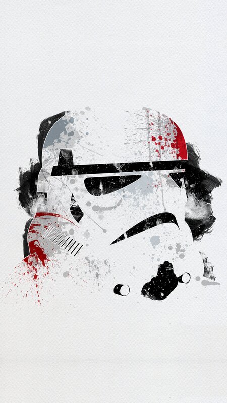 Stormtrooper Helmet — White, Dramatic, Digital Art, Splatter, Red Paint