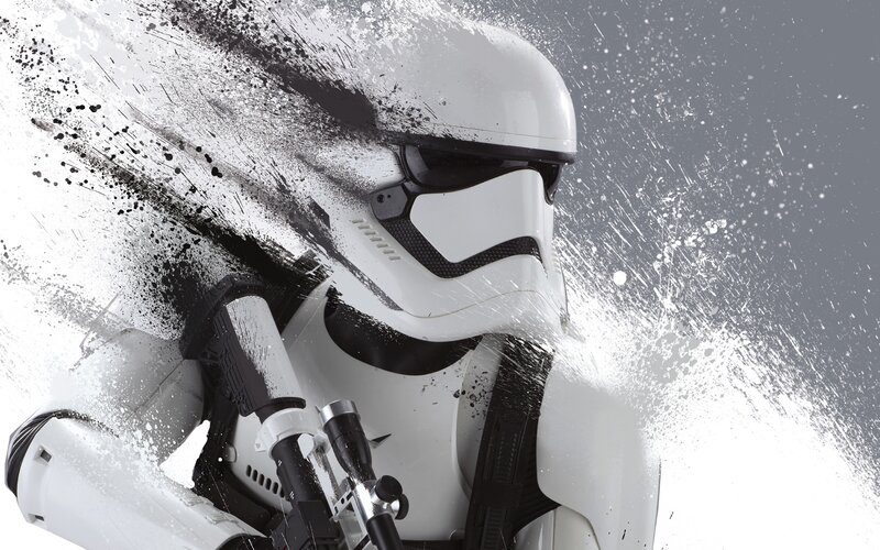 Stormtrooper Helmet — White, Dramatic, Digital Art, Splatter
