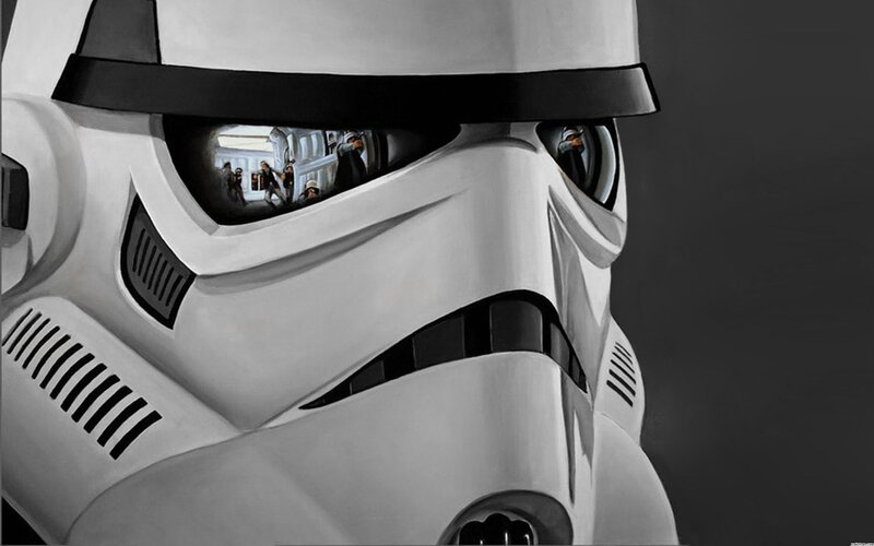 Stormtrooper Helmet — White, Dramatic, Digital Art