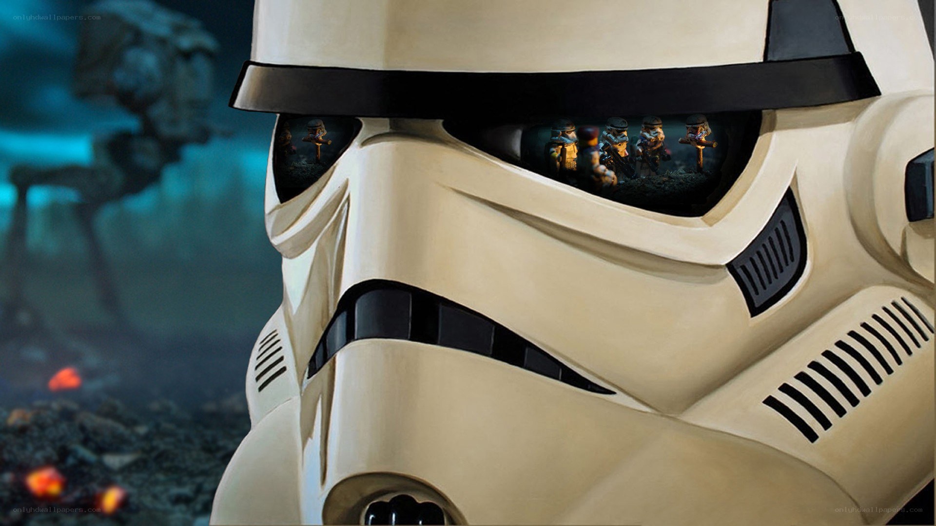 Stormtrooper helmet with reflections