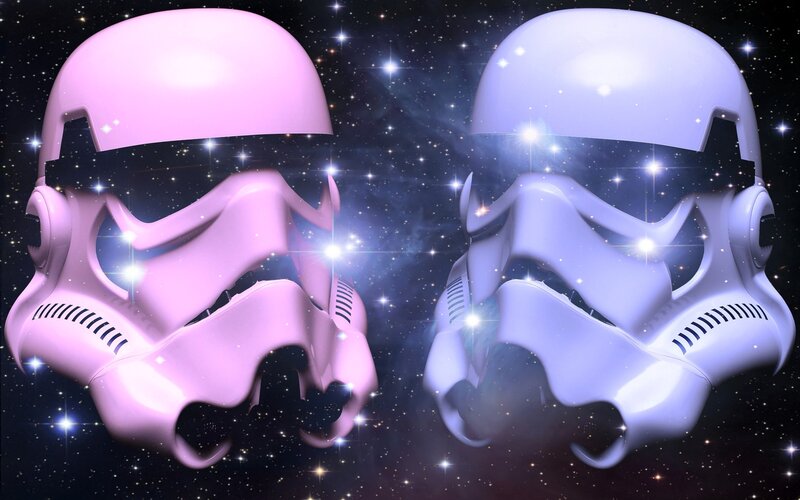 Stormtrooper helmets in space