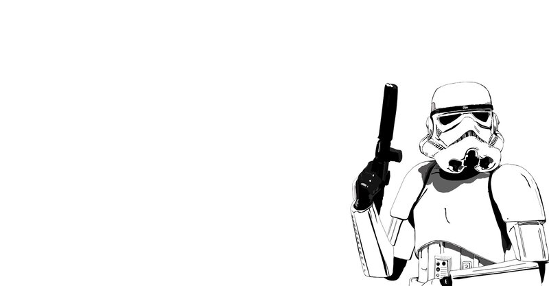 Stormtrooper holding blaster