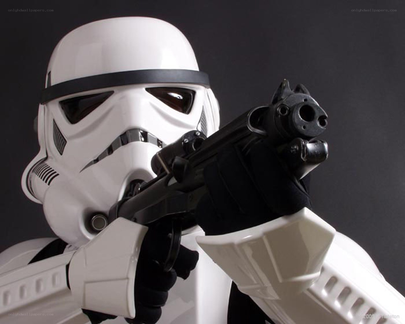 Stormtrooper holding blaster