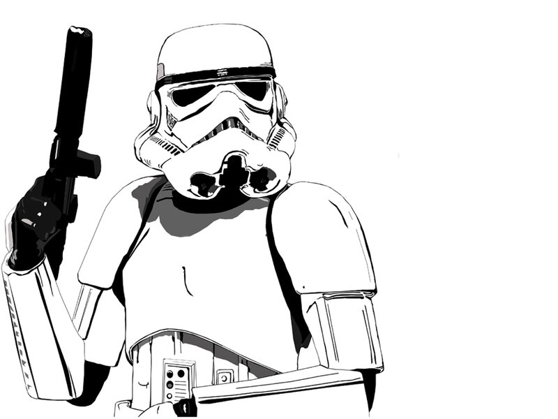 Stormtrooper holding blaster