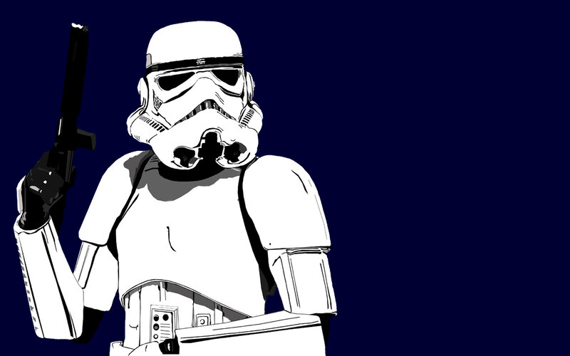 Stormtrooper holding blaster