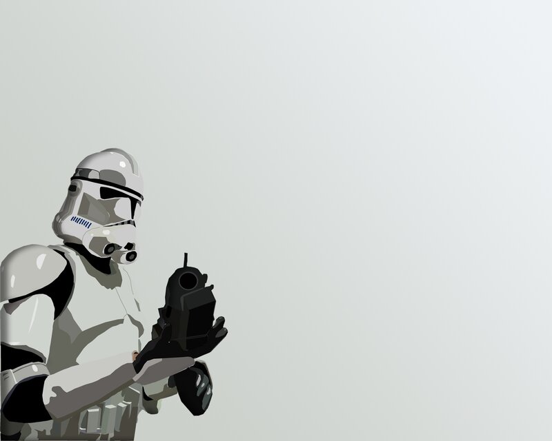 Stormtrooper holding blaster