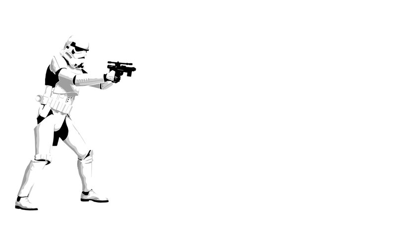 Stormtrooper Holding Blaster — Black, Neutral, Illustration, Armor