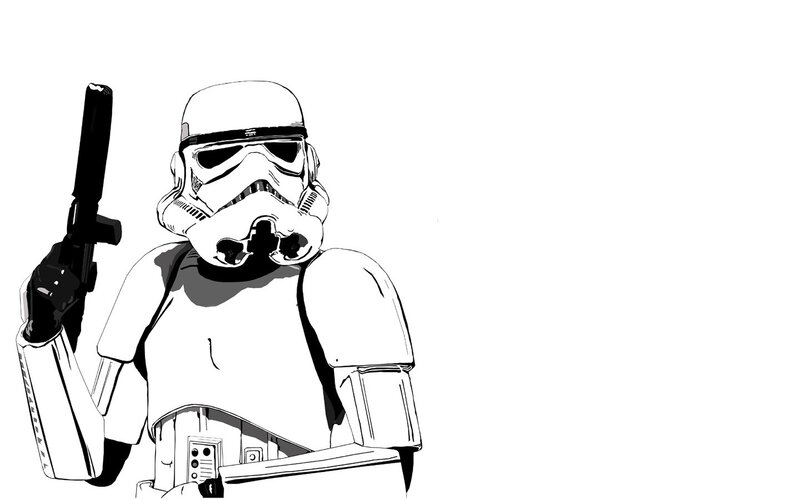 Stormtrooper Holding Blaster — Black, Neutral, Illustration
