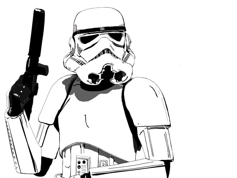 Stormtrooper Holding Blaster — Black, Serious