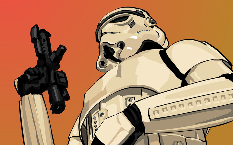Stormtrooper Holding Blaster — Orange