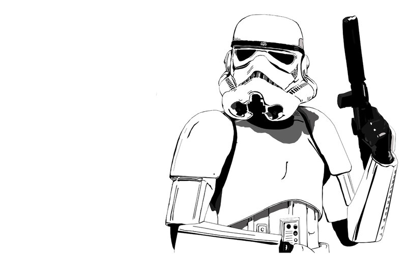 stormtrooper holding blaster