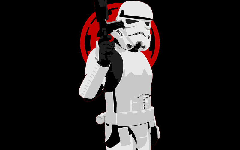 Stormtrooper Holding Blaster — White, Dramatic