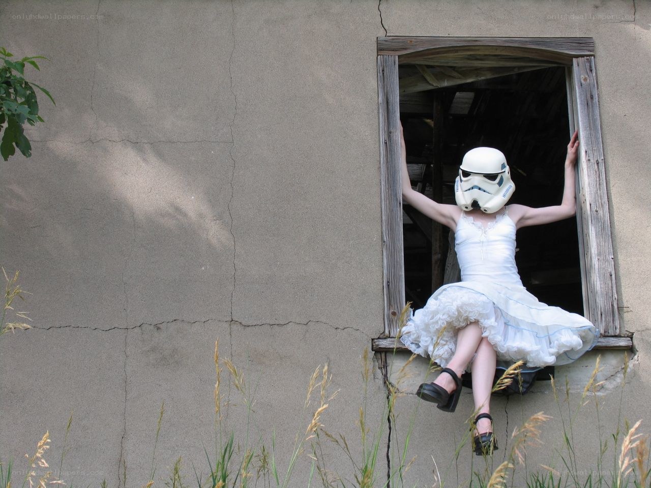Stormtrooper in a white dress