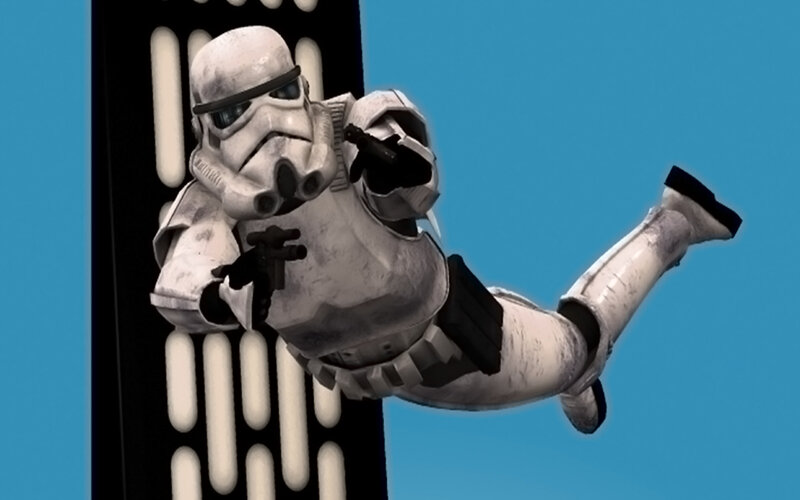 stormtrooper in mid-air