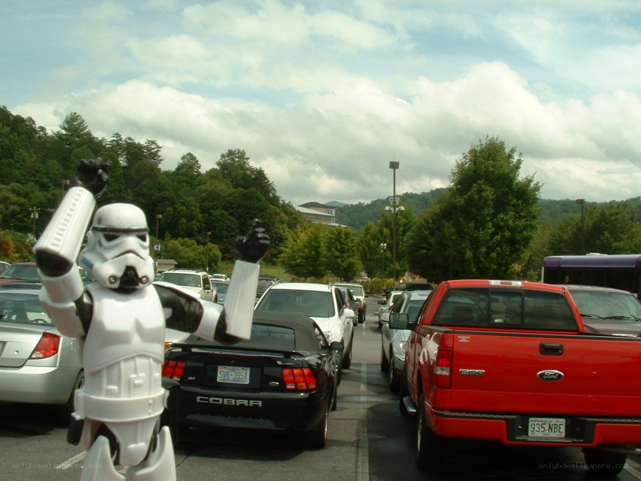 Stormtrooper in parking lot