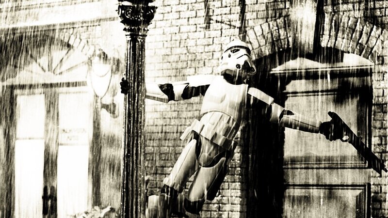 Stormtrooper in Rain — Black, Dramatic, Photograph, Brick Wall, Column, White