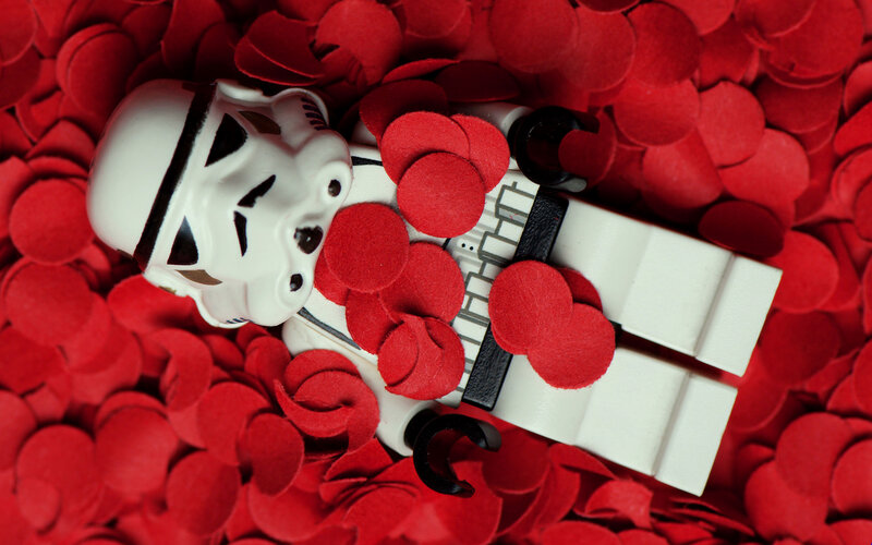Stormtrooper in red confetti