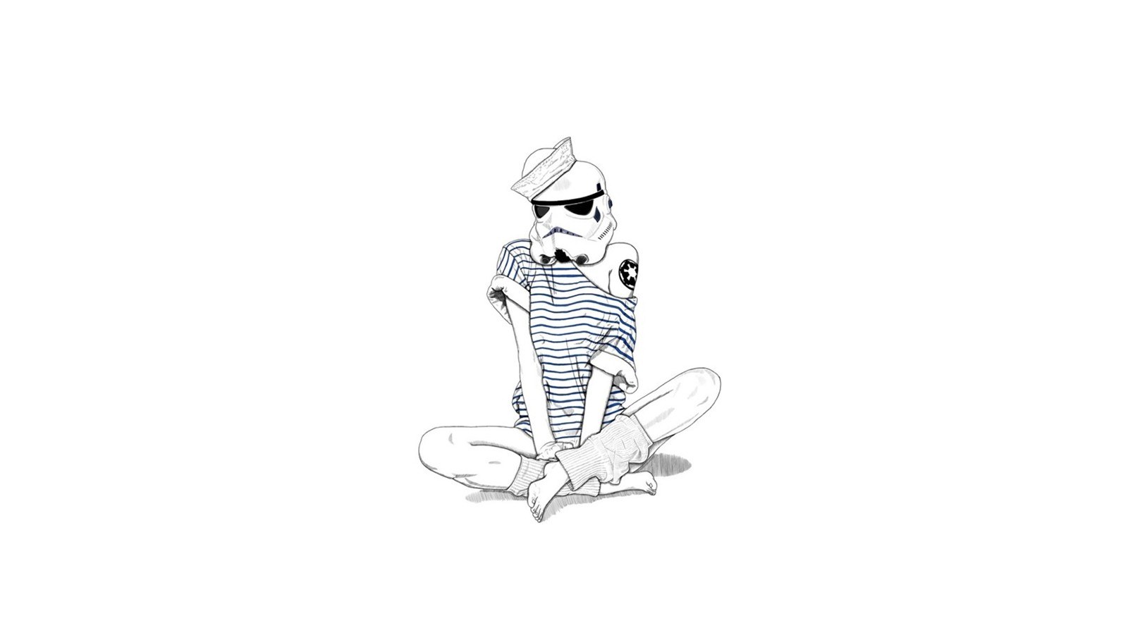 stormtrooper in striped shirt
