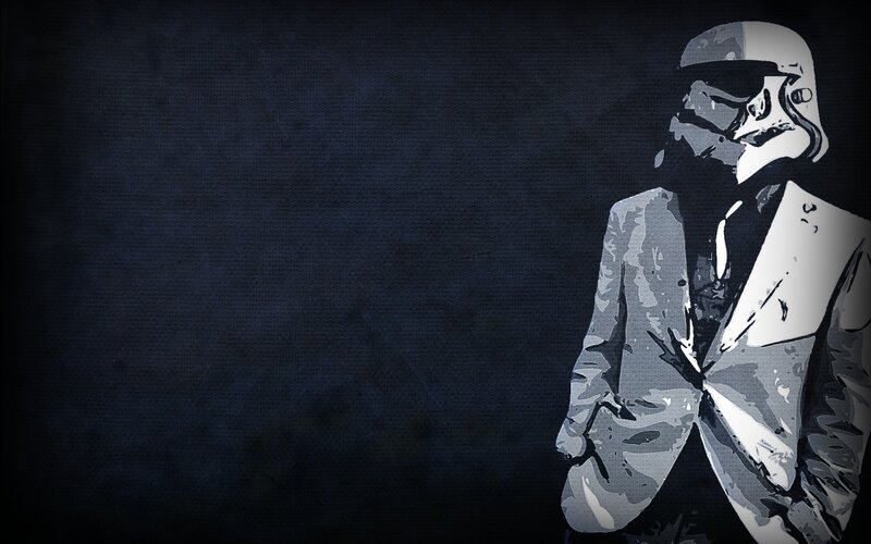 Stormtrooper in Suit — Black, Dramatic, Digital Art