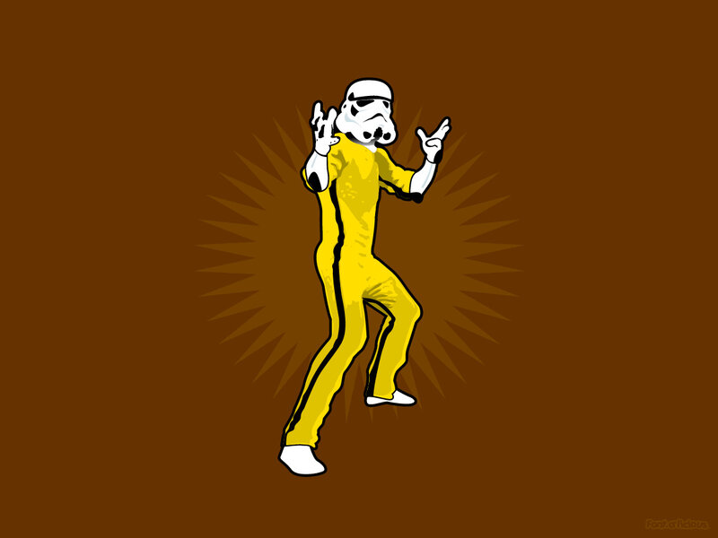 stormtrooper in yellow suit