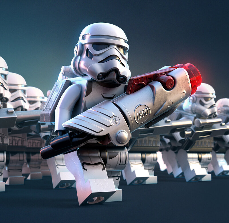 Stormtrooper Minifigure — White, Dramatic, 3d Render