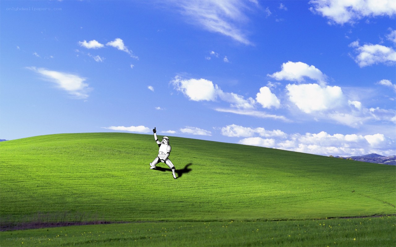Stormtrooper on a green hill