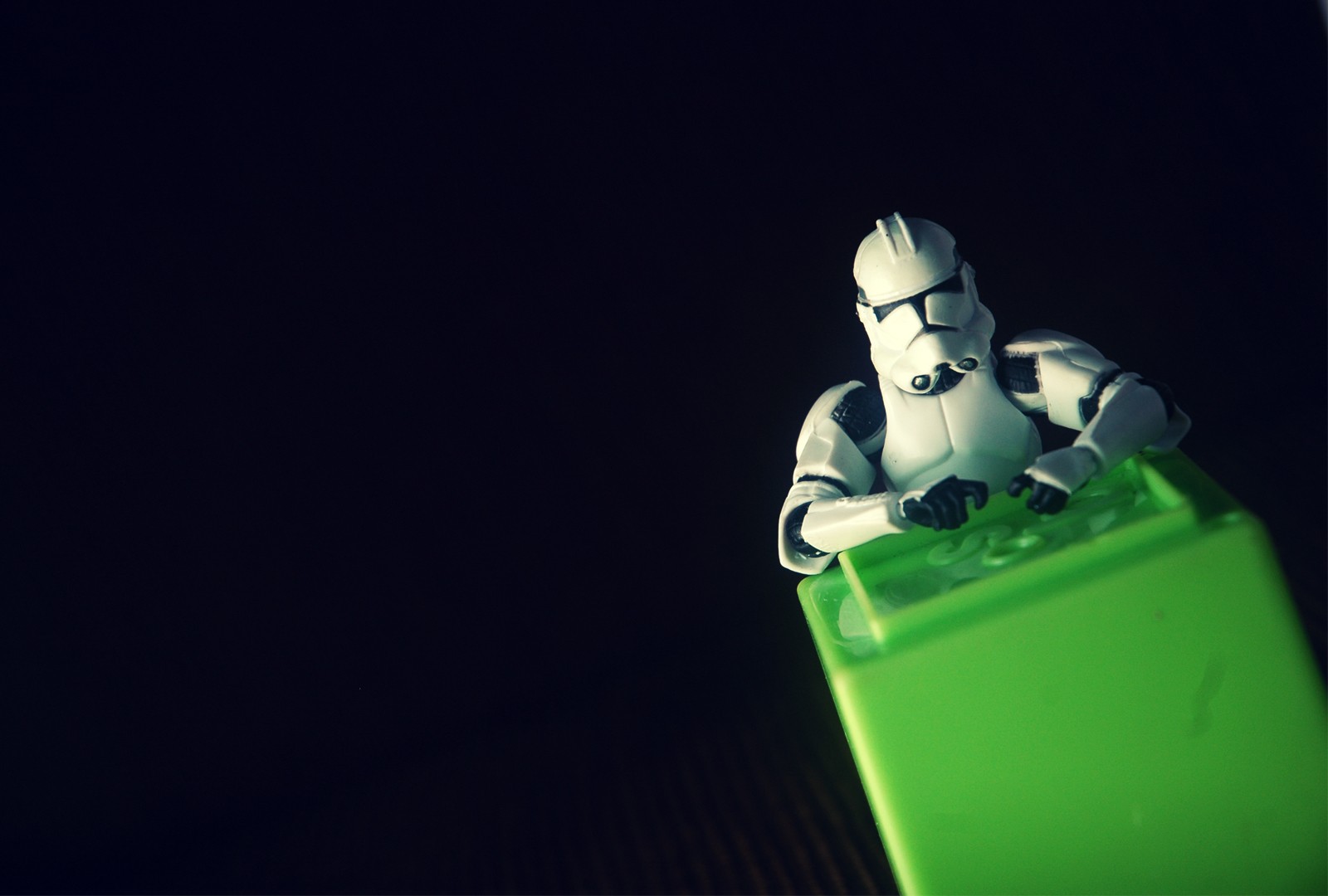 Stormtrooper on green block