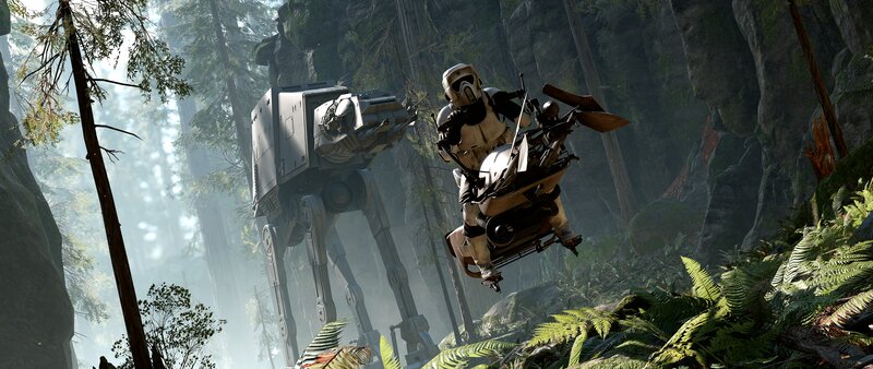 Stormtrooper on Speeder Bike — Green, Dramatic