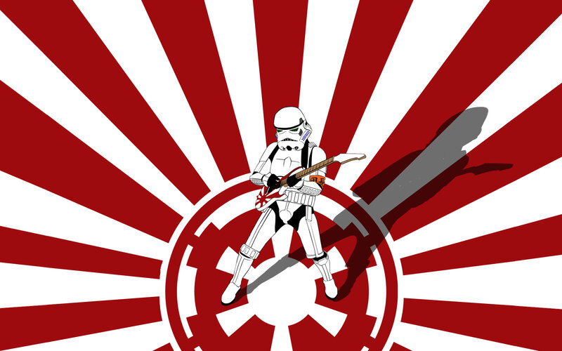 Stormtrooper Playing Guitar — Red, Energetic