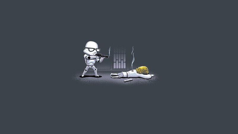 Stormtrooper shooting Luke