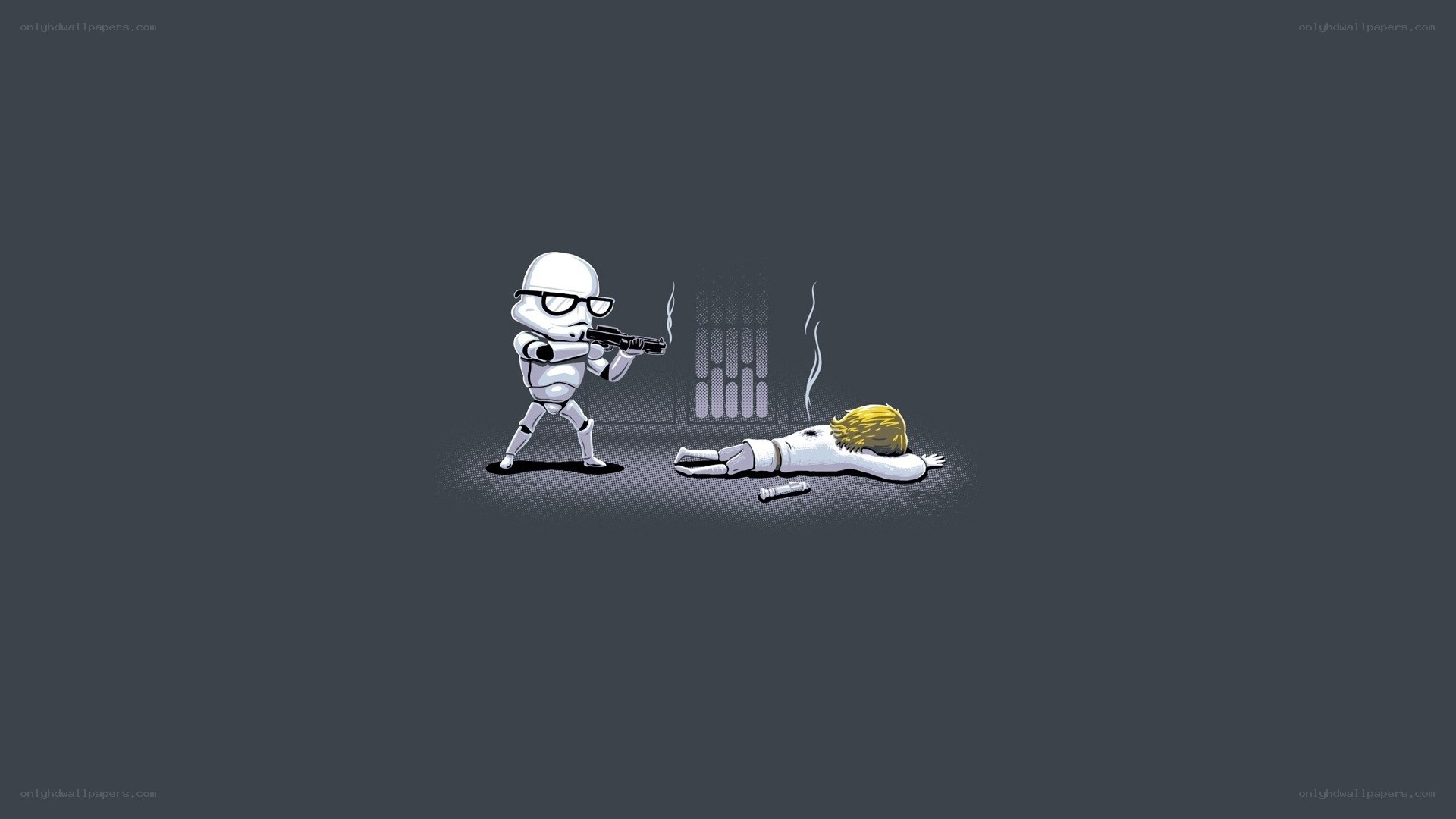 Stormtrooper shooting Luke