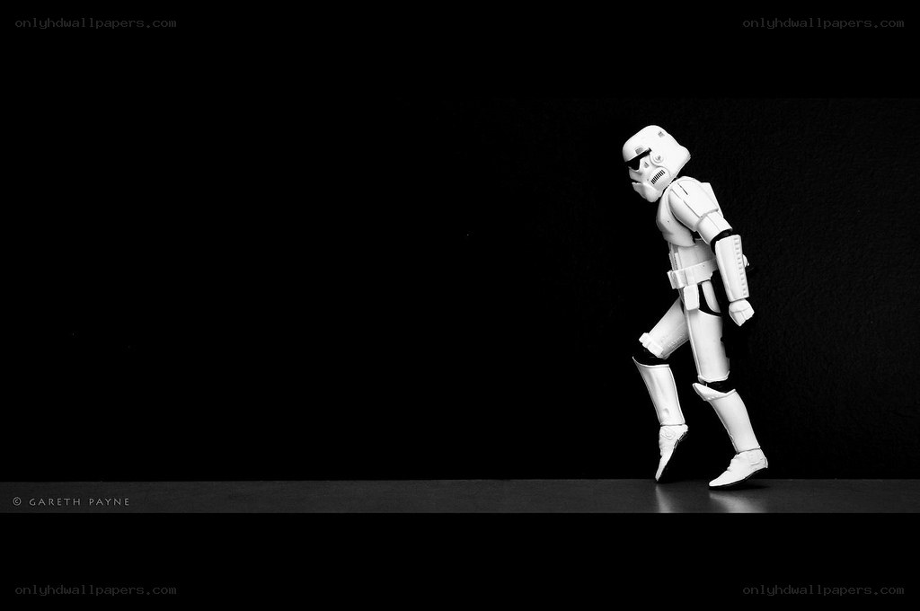 Stormtrooper walking in darkness