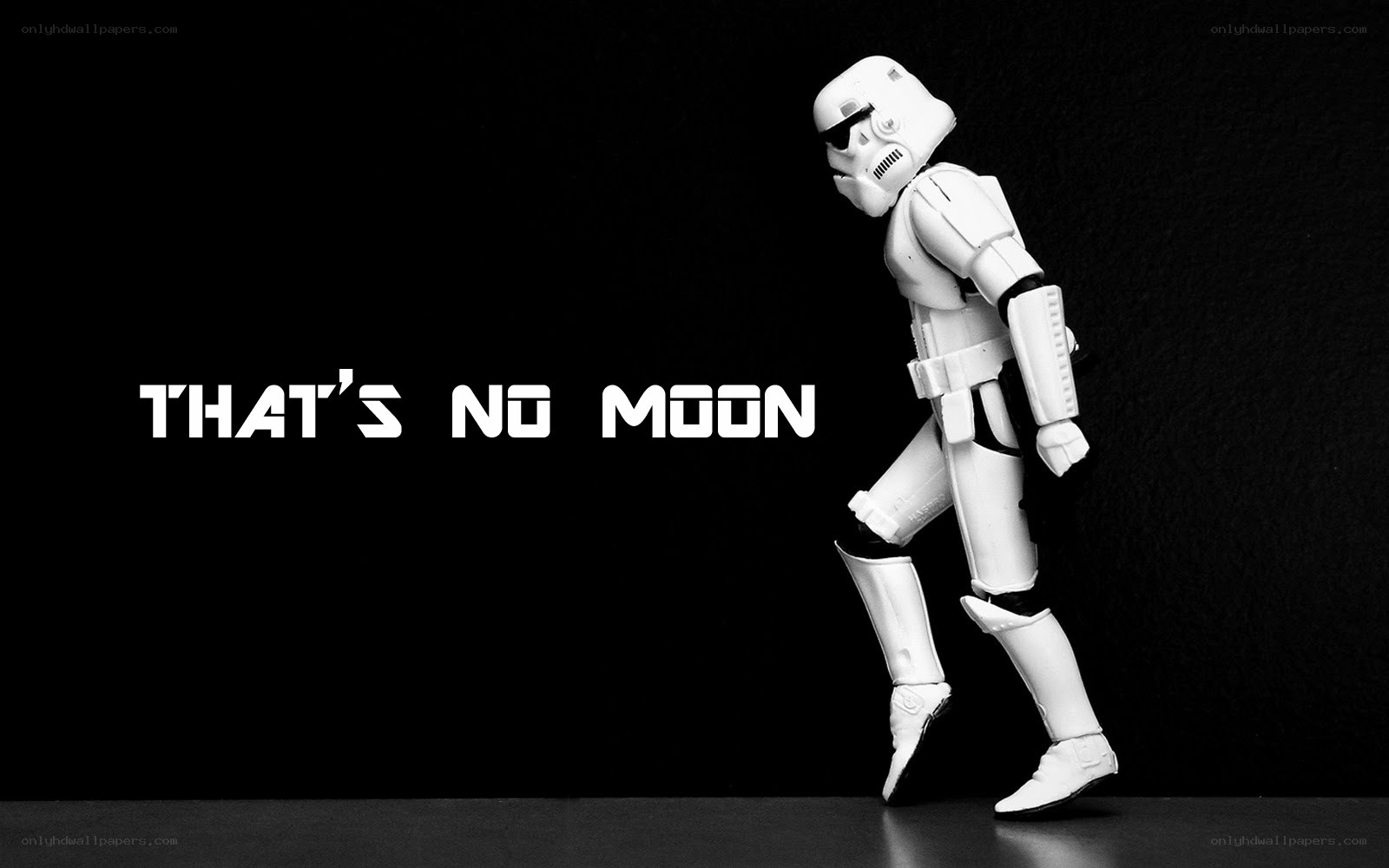 Stormtrooper walking with text