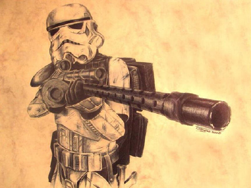 Stormtrooper with Blaster — Brown, Dramatic