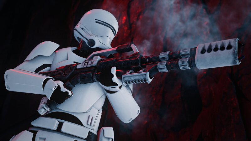 Stormtrooper with Blaster — White, Dramatic, 3d Render