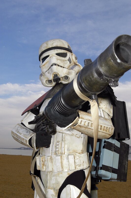 Stormtrooper with Blaster — White, Dramatic, Afternoon