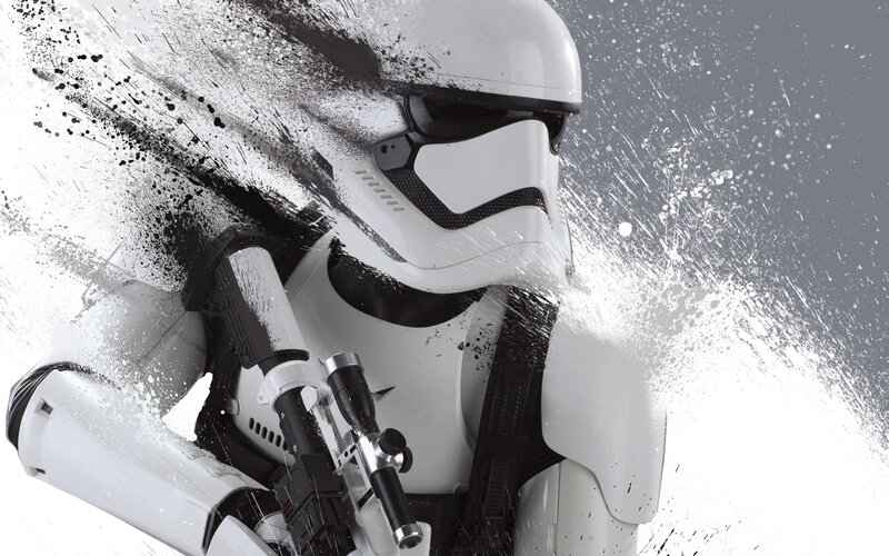 Stormtrooper with Blaster — White, Dramatic, Digital Art