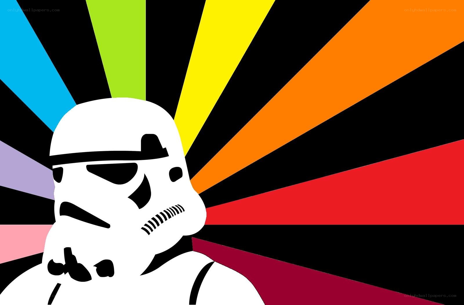 Stormtrooper with rainbow background